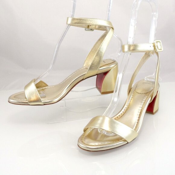 NIB$945 CHRISTIAN LOUBOUTIN Miss Sabina Metallic Red Sole Ankle-Strap Sandal 7 - Picture 12 of 16
